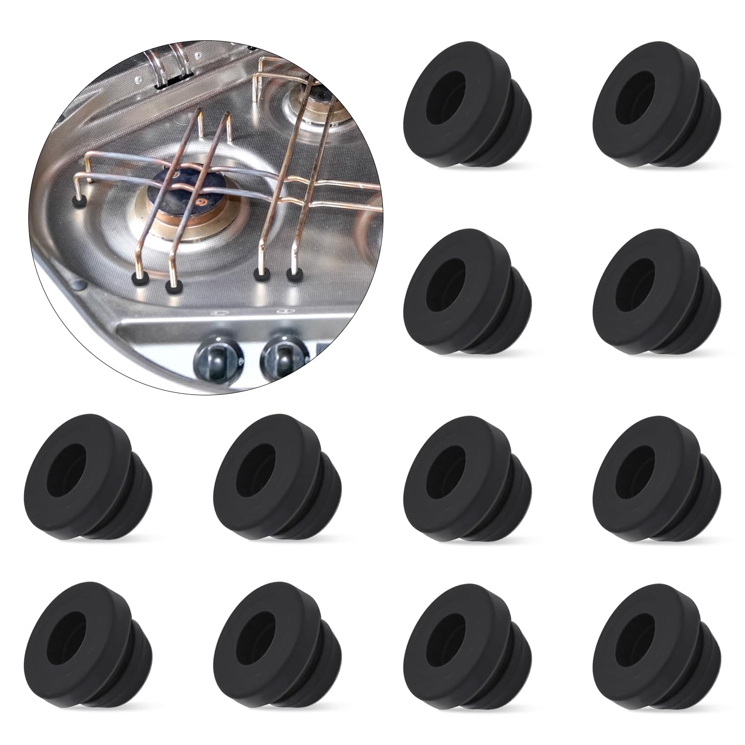UTXN Pack of 12 Pot Support Rubbers Rubber Feet Caravan Accessories for Pot Supports with 5 mm Rods from Dometic, Smev and Thetford, Accessories for Motorhome Hob
