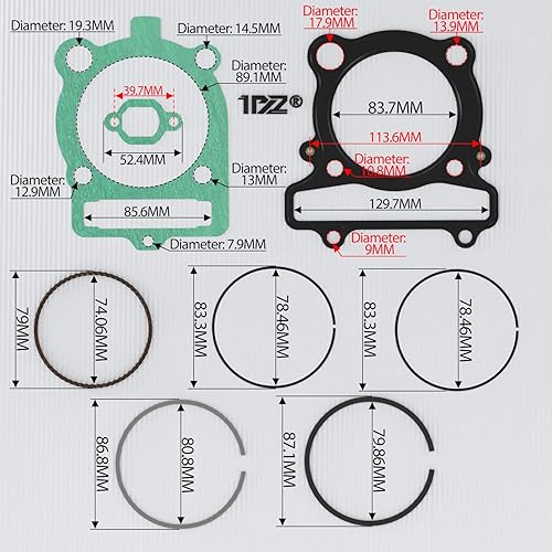 Miniatura 2 de 1PZ ECT-R3W Kit de junta de pistón de cilindro de motor de repuesto para Yamaha Warrior Wolverine Grizzly Big Bear Raptor Bruin 350 1987-2011