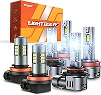 Vista 8 de SEALIGHT Bombillas LED antiniebla 5201 5202 amarillas, 600% de brillo 5201 PS19W PS24W luces antiniebla LED, 3000 K amarillas de penetración fuerte