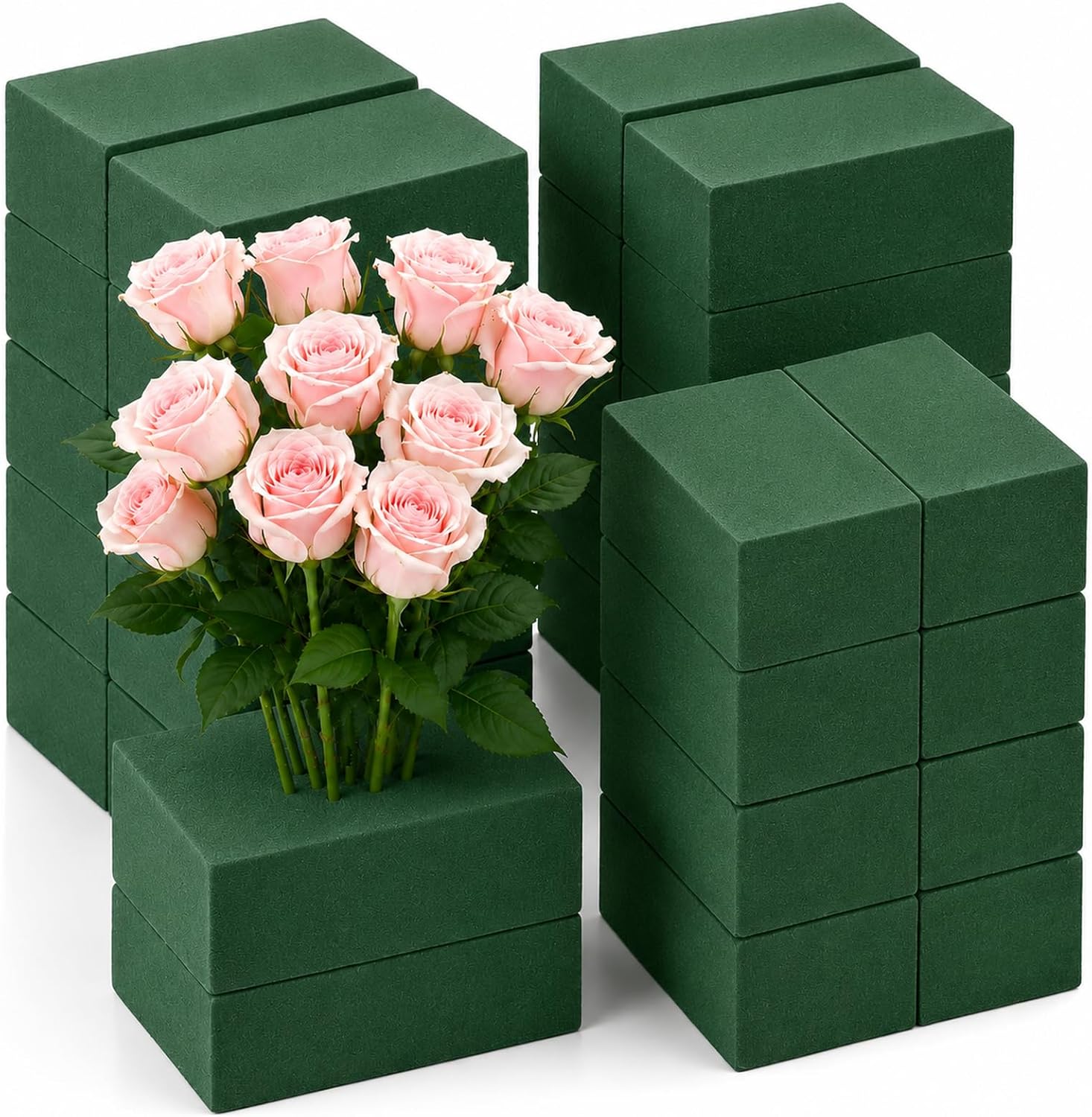 Floral Foam Bulk 30Pcs Green Flower Foam Blocks Wet Dry Foam | High Density Floral Foam for Stable Flower Arrangement, Strong Fixing Ability, Ideal for Wedding Party and Decoration Use