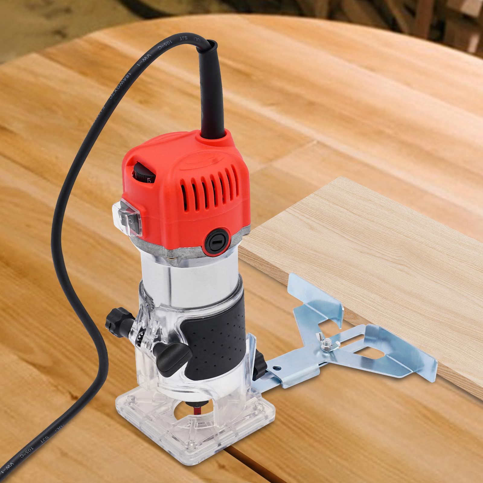 TICFOX Houten randfrees 220 V, 800 W houtfrees met 15 frezen, bovenfrees, trimmer, eenhandsfrees, bovenfrezen/6 snelheden/30.000 omw/min
