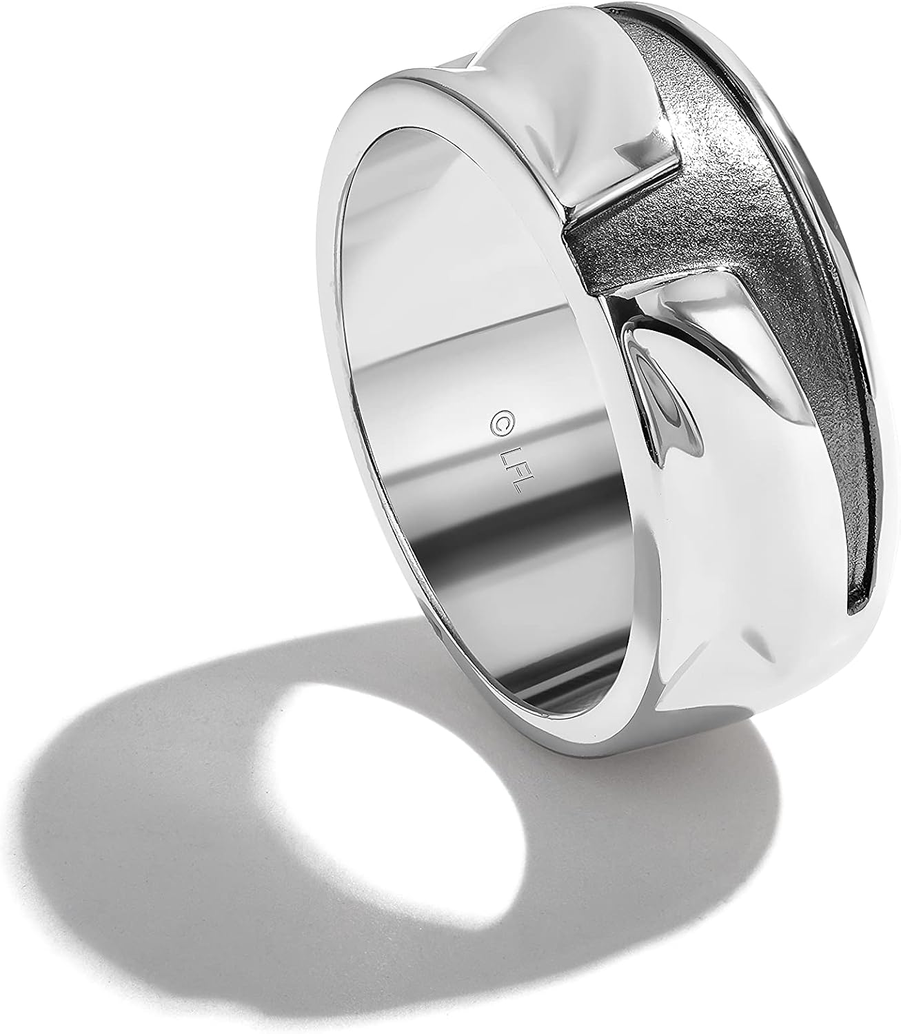 Jewelili Star Wars™ Fine Jewelry The Mandalorian™ Ring for Women | Silver & Black Rhodium Band | Star Wars Gifts for Women | Jewelry with Gift Box