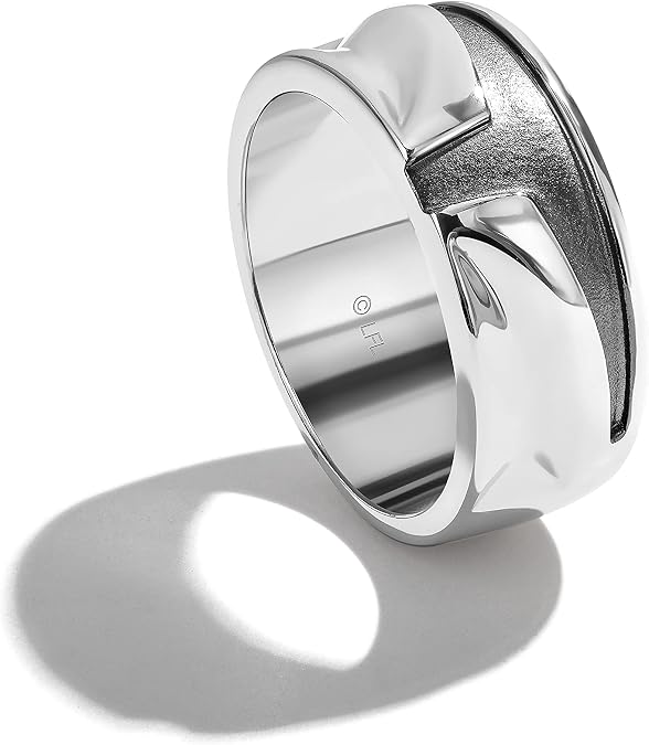 Jewelili Star WarsTM Fine Jewelry The MandalorianTM Ring for Women | Silver & Black Rhodium Band | Star Wars Gifts for Women | Jewelry with Gift Box
