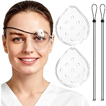 2Pcs Eye Shield After Cataract Surgery Transparent Ventilated Eye Patches for Adults and Kids with Adjustable Strap Plastic Protection Cover 9-Hole Breathable Clear Eye Masks for Sleeping Surgery Care