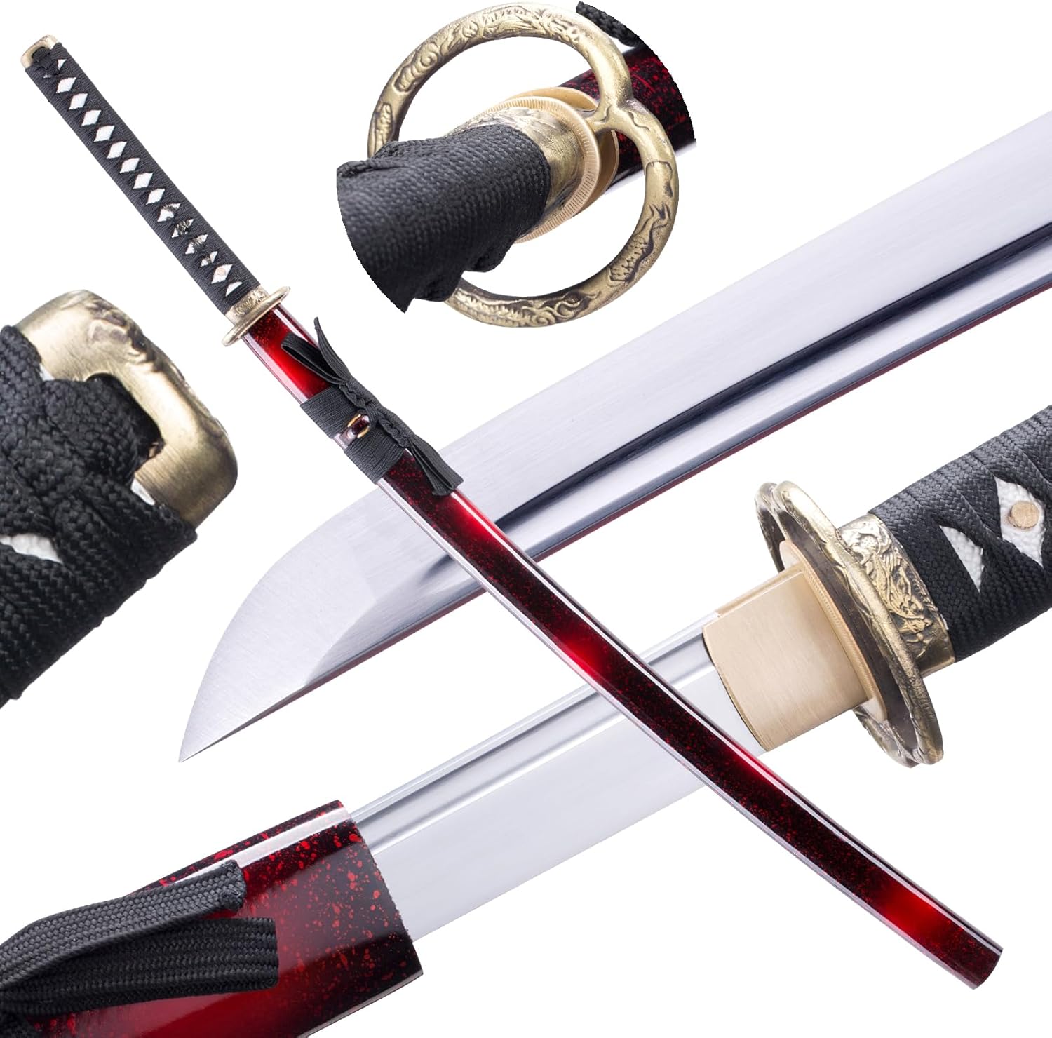 1060 High Carbon Steel Japanese Katana Samurai Sword Real Full Tang Cold Steel Katana Training Sword for Men and Women,40.9 in,Perfect for Collection, Display, Decoration