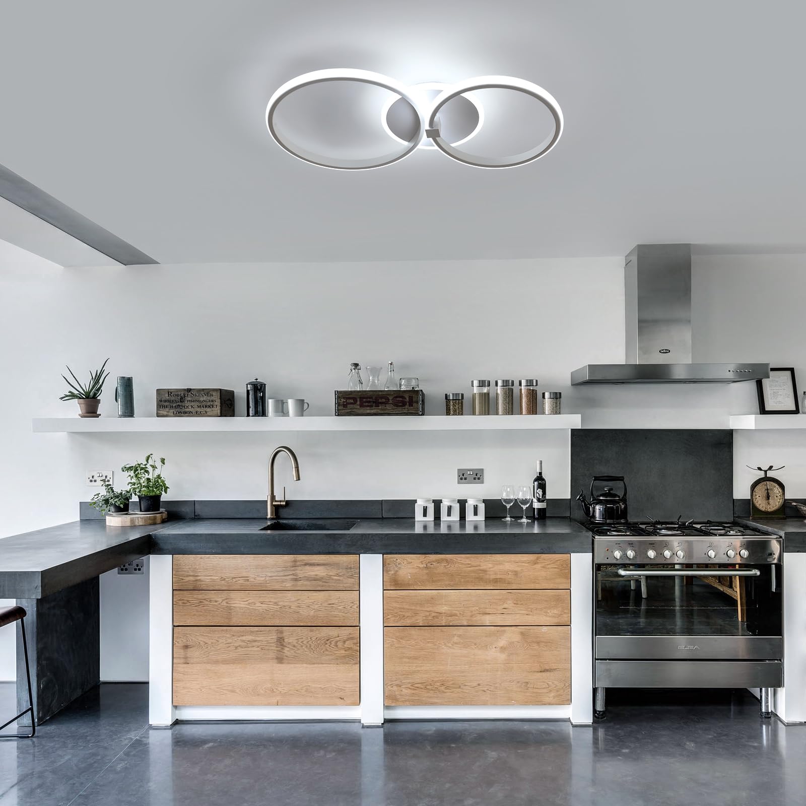 Comely Plafoniera LED Dimmerabile 42W 4700LM con Telecomando 3000K-6500K, Rotonda Bianca Lampada da Soffitto Moderna per Cucina Soggiorno Corridoio