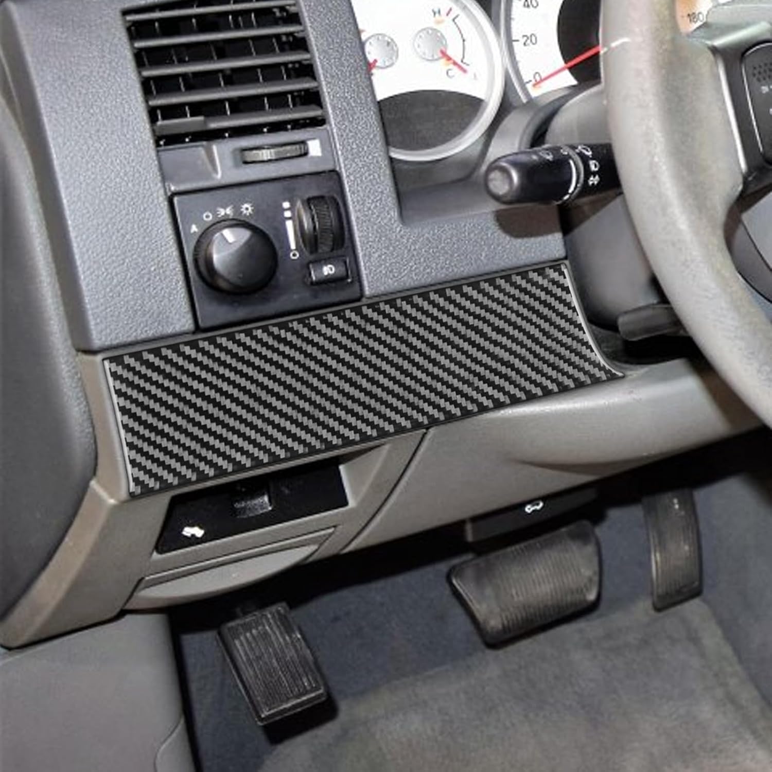 Car Carbon Fiber Accessories Driver-Side Dashboard Decorative Strip 2pcs Protective Cover Sticker Compatible with Dodge Durango 2004 2005 2006 2007