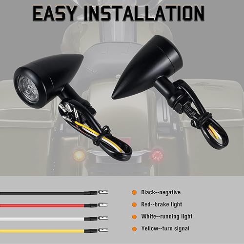 Miniatura 5 de NTHREEAUTO Señales de giro traseras para motocicleta, indicadores LED universales compatibles con Harley Sportster Dyna Iron 883, Honda Shadow,
