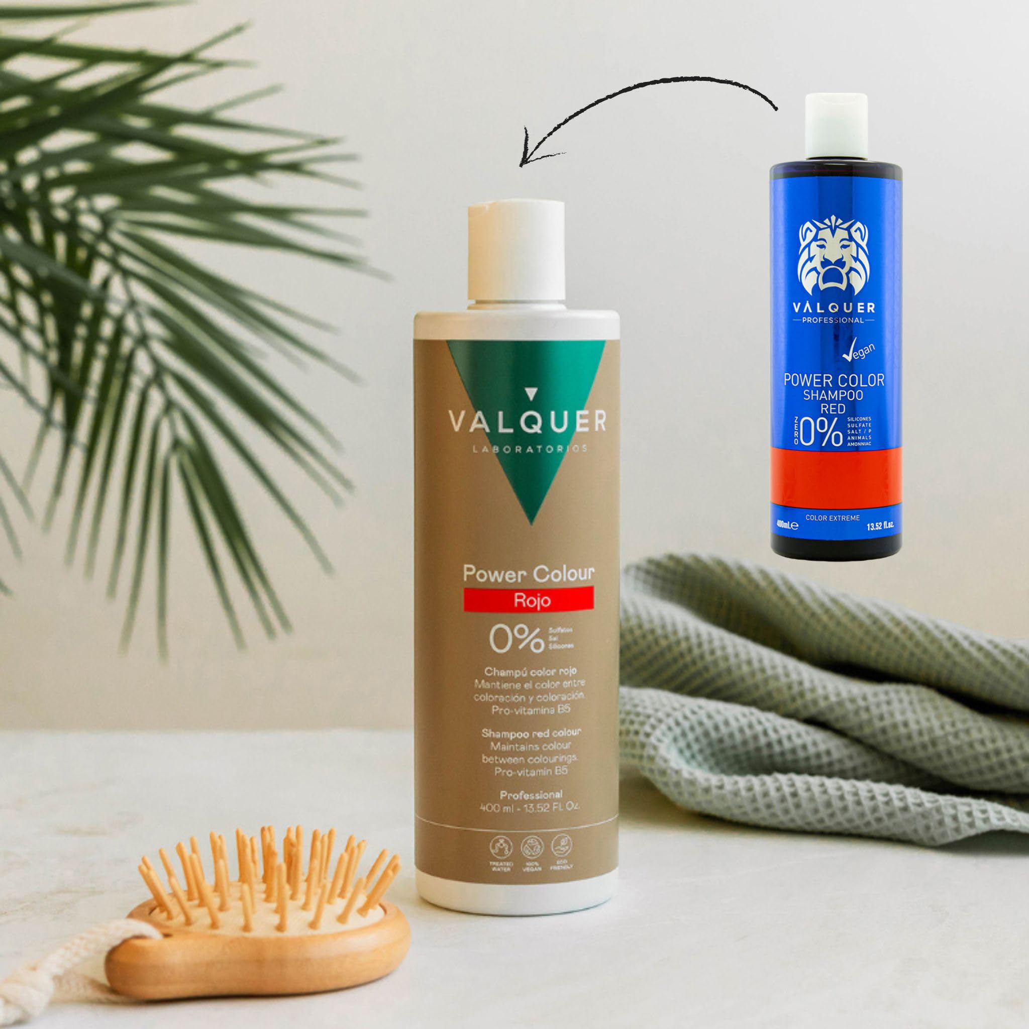 Valquer Pack Power Color Cabellos Teñidos Rojo: Champú 400 ml + Mascarilla 275 ml – Coloración Temporal