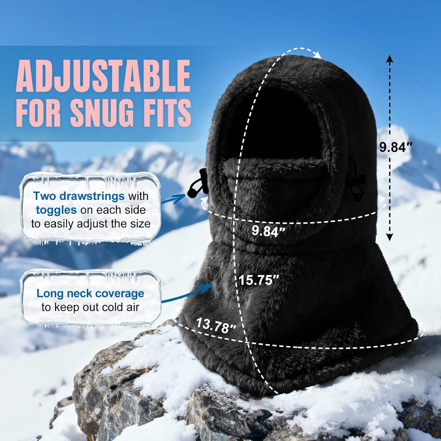 Ski Mask Kids Balaclava, Boys Girls Winter Fleece Hats Beanies for Kids, Fluffy Winter Hat Ski Face Mask Cover Snow Gear - Image 3