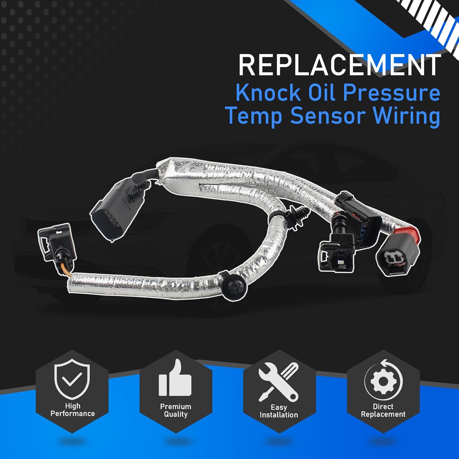 Knock Oil Pressure Temp Sensor Wiring Compatible with 2011-2016 Chrysler Town & Country Dodge Avenger Challenger Charger Durango Jeep Cherokee Ram Replaces 5148105AH 05148105AH 5148105AA
