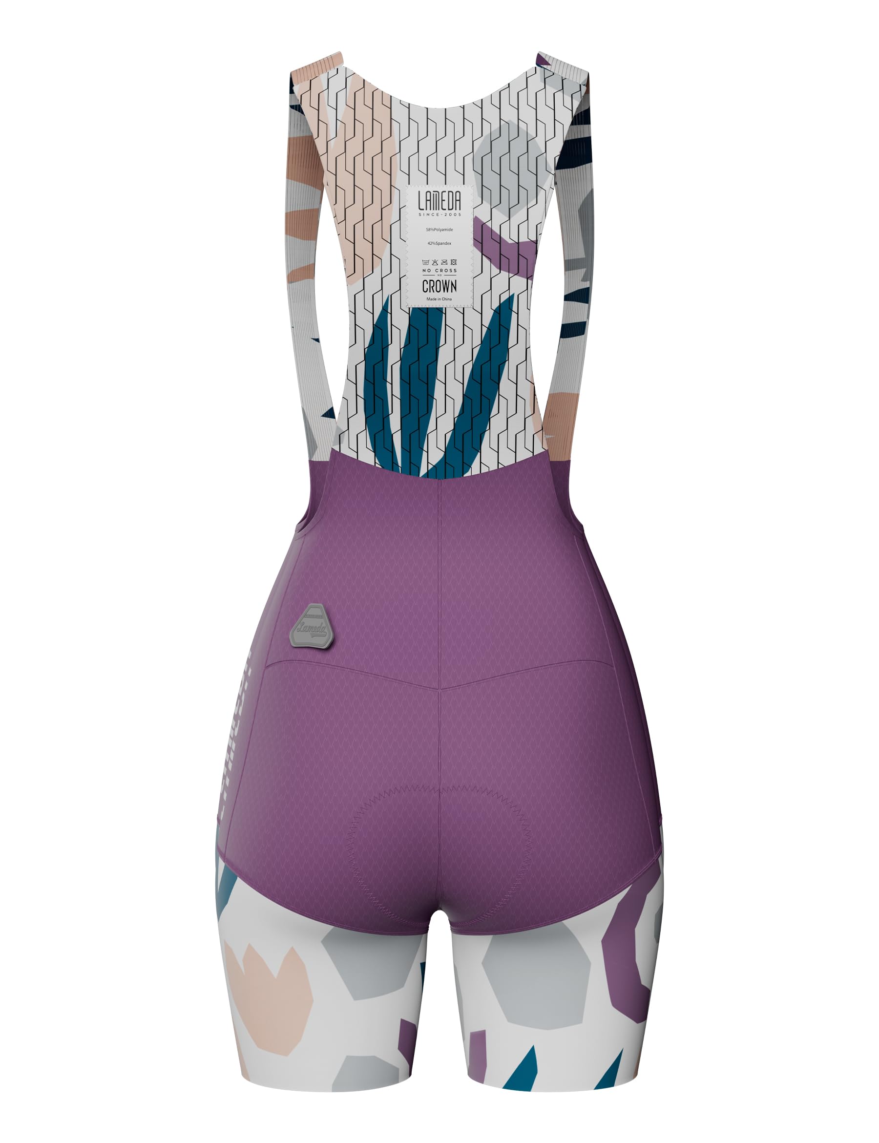 LAMEDA Damen Radhose Kurz mit Trägern UPF 50+ High-Waist Fahrradhose Trägerhose Figurformend Atmungsaktive Jacquard Bib Shorts für Rennrad MTB Radsport