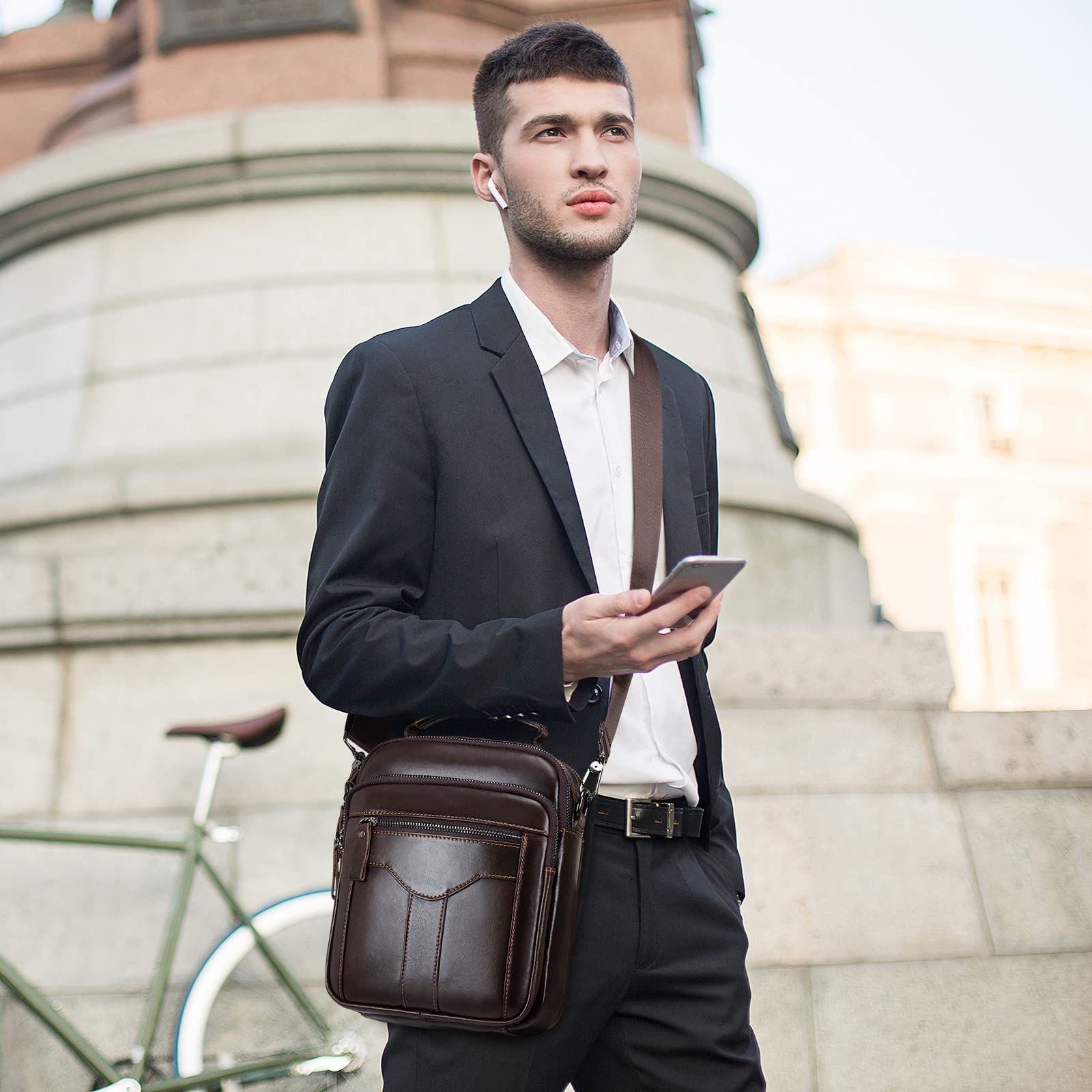 BAIGIO Borsello Uomo Pelle Borsa a Tracolla da Uomo Borsa a Spalla Borsa da Uomini in Vera Pelle Borse Messenger RFID Blocker per Sportiva, Viaggio, Lavoro