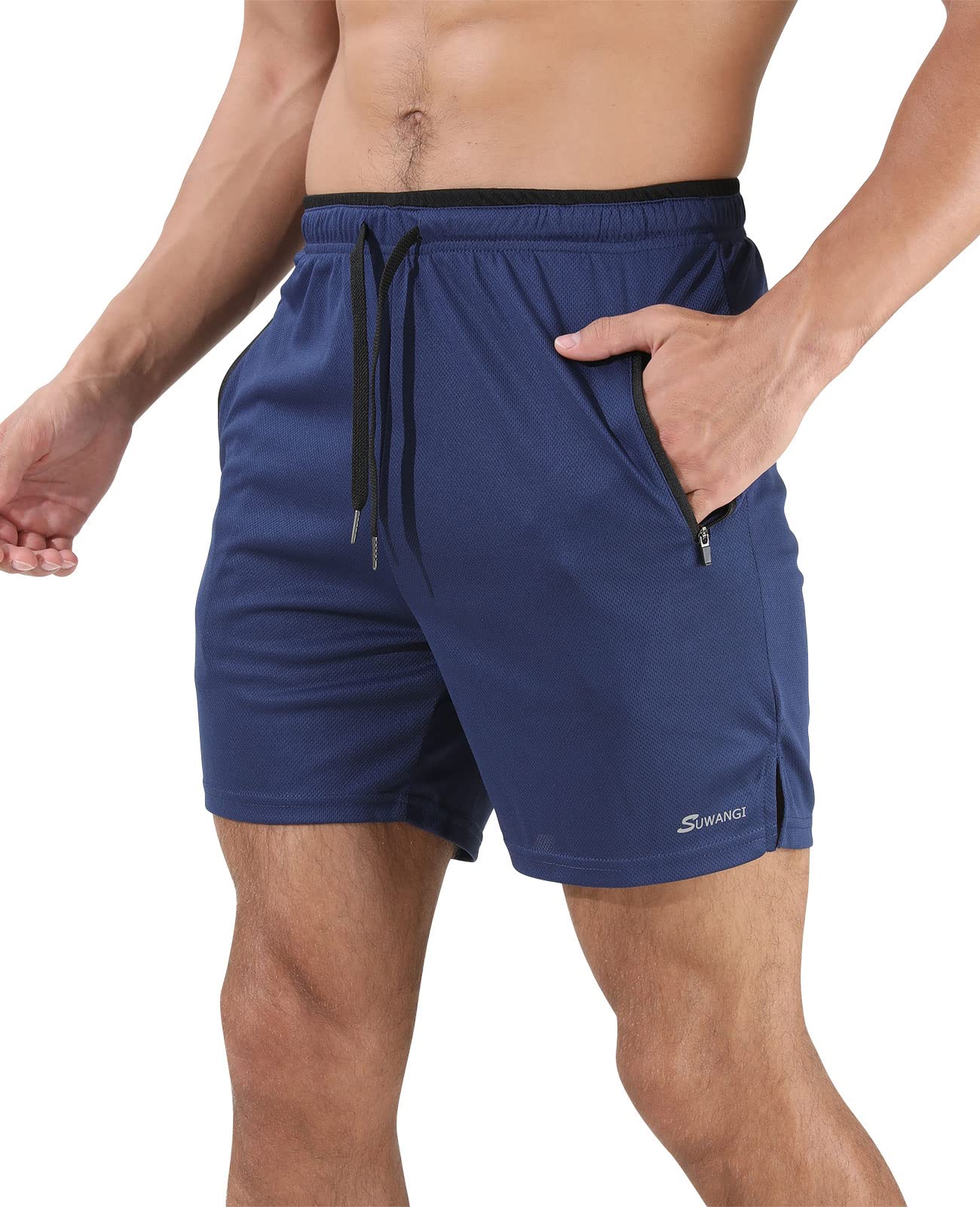 Short De Sport Homme Suwangi - Respirant, Séchage Rapide, Poche Zippée - Idéal Pour Course Et Fitness