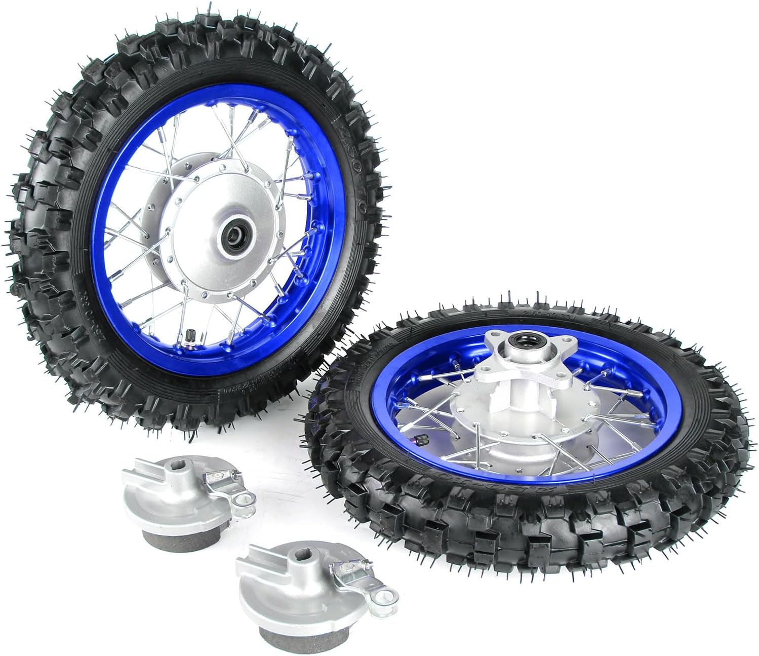 CRF50 Wheels, 2.50-10 Tyres and Tube for CRF50 XR50 SSR 50cc 110cc 125cc Dirt Pit Bike 1.40-10 Alloy Rim, 10" Drum Brake Shoe(Blue)