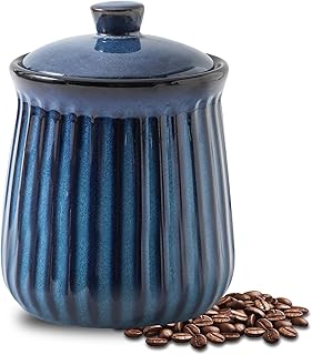 Hasense Ceramic Storage Containers, 35 oz Coffee Canister with Airtight Lids, Porcelain Food Storage Jar, Kitchen Storage Container for Countertop, Flour and Sugar Containers for Cookie, Candy, Blue