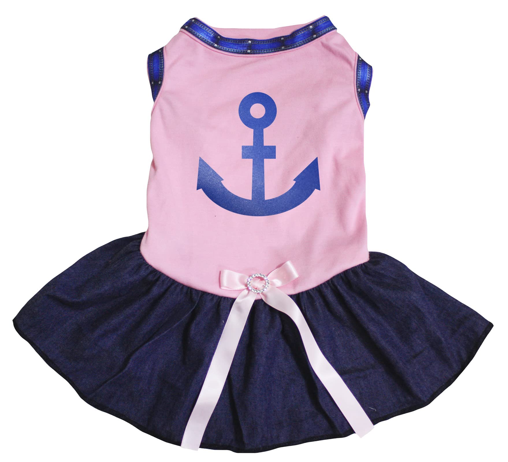 Robe pour chien XXL vêtement de mode marine rose et bleu Sailor Anchor