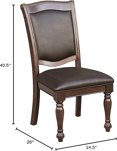 Miniatura 3 de Juego de 2 sillones de comedor de estilo tradicional, muebles tapizados de madera para comedor, mesa de cocina, juegos de sillas, marrón, 2 juegos