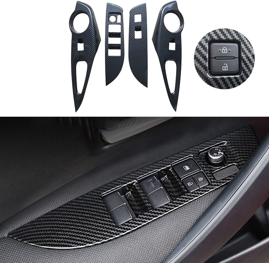 ruihe Carbon Fiber Color Window Switch Decoration Decal Frame Cover Panel Trim Door Handle Armrest Fit for Toyota GR Corolla 2023 2024 North American Version Not Sedan