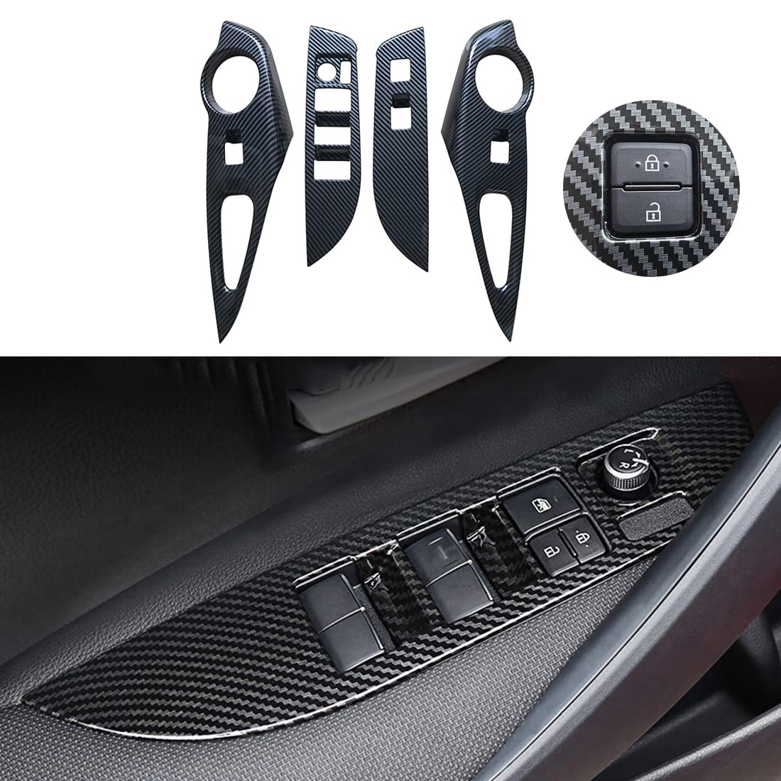 Autocollant interrupteur fenetre carbone ruihe pour masquer rayures boutons portiere