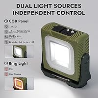 Vista 6 de WARSUN Luz de trabajo recargable de 1000 lúmenes, linterna LED portátil para campamento con soporte de trípode, carga tipo C, base magnética, gancho