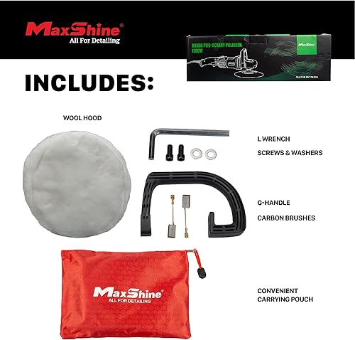 Miniatura 3 de Maxshine Pulidora rotativa M1300 Pro de 7 pulgadas, 1300 W, 6 velocidades, rosca de 58 pulgadas, herramienta de detallado automático para protección