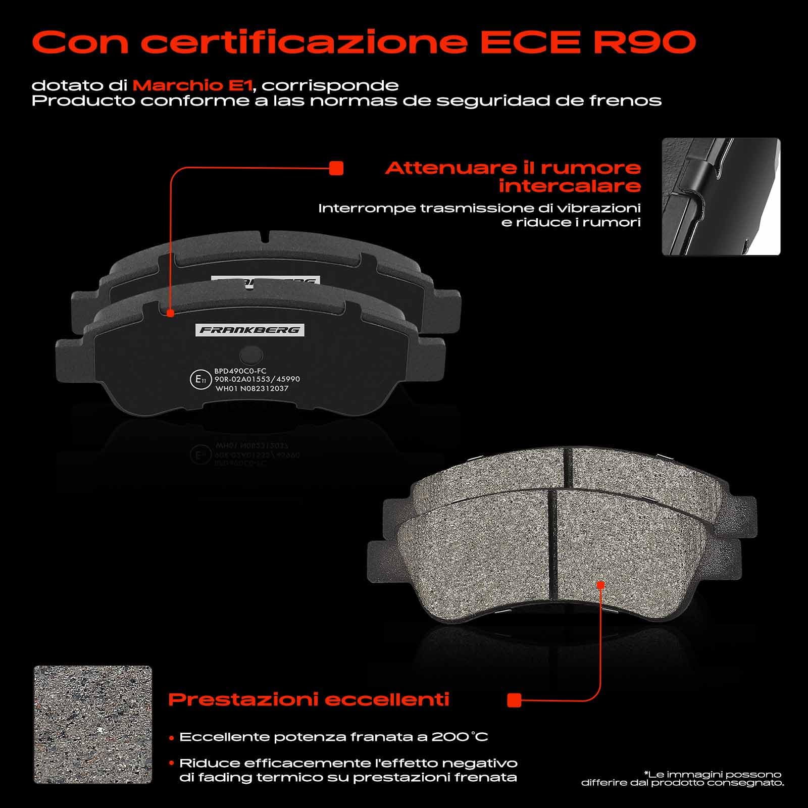 Frankberg Set freni incl. 2x Dischi Freno + 4x Pastiglie dei Freni Posteriore Compatibile con Ducato Furgone 250 Ducato Bus 250 Boxer Bus Jumper Bus Replace# 4249A1, 77364016