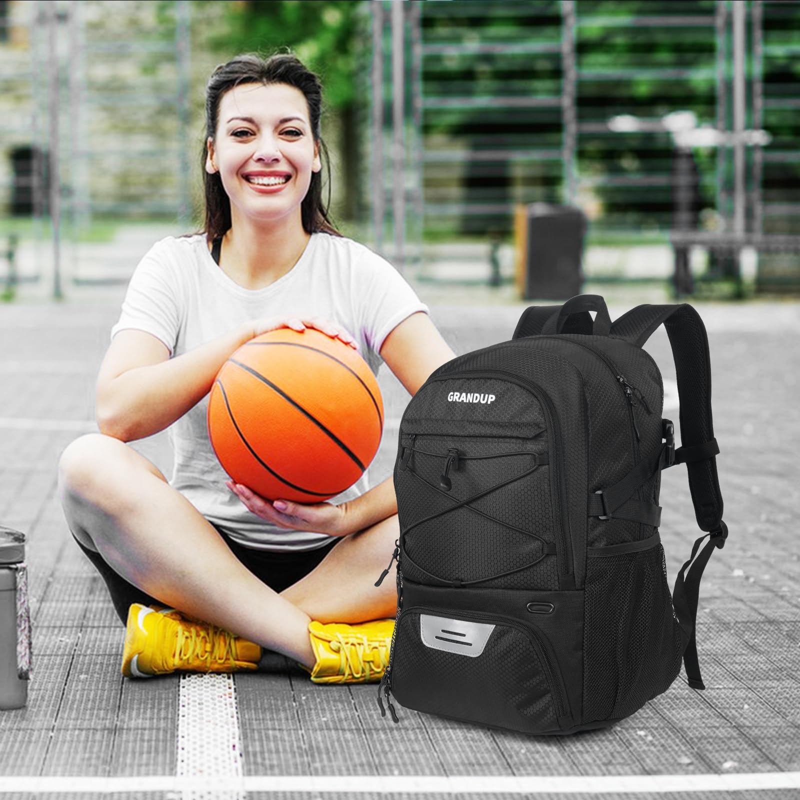 GRANDUP Mochila de baloncesto con compartimento para pelotas y zapatos. Se adapta a voleibol, fútbol, natación, gimnasio, viajes y escuela, bolsas de equipo de entrenamiento deportivo de gran