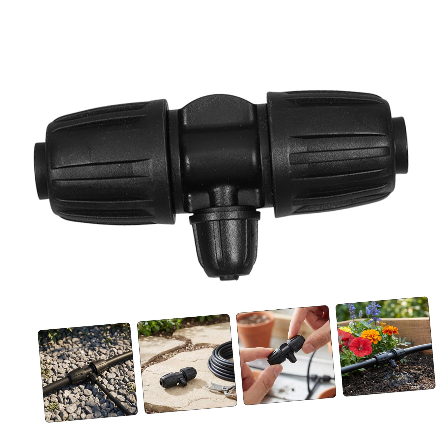 GALPADA 30 Pezzi Connettore per Irrigazione Agricola 3 Vie Design Antigoccia in Pp Nero, Compatibile Tubi da 1/2 a 1/4 Pollici, per Irrigazione da Giardino All'aperto