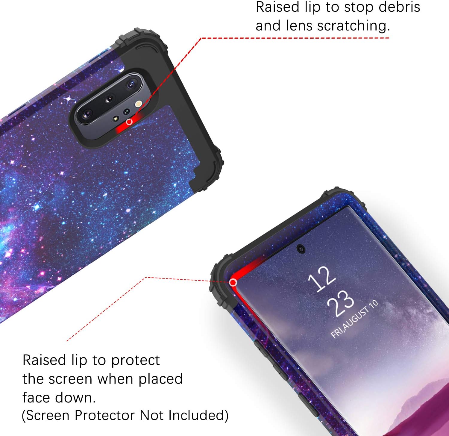 BENTOBEN Galaxy Note 10 Plus Case, Note10+ Case, Heavy Duty 3 in 1 Rugged Shockproof Hybrid Hard PC Soft Rubber Bumper Protective Phone Cover for Samsung Galaxy Note 10 Plus 5G 6.8 inch, Space Nebula