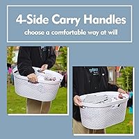 Vista 6 de Paquete de 4 cestas para la ropa sucia con mango recortado, cestas de plástico blanco, 40 L