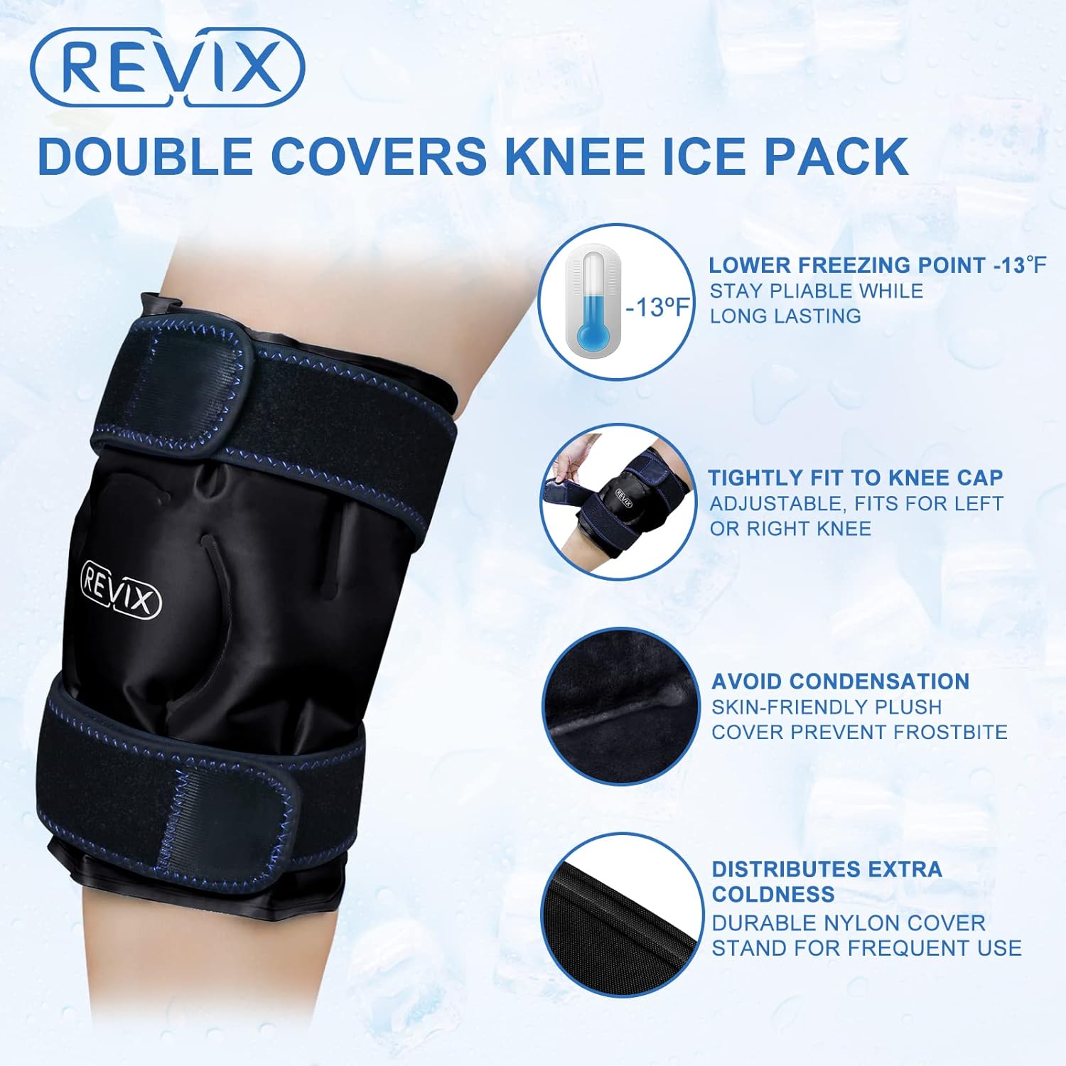 REVIX Knee Gel Ice Wraps with Cold Compression for Injury and Shoulder Ice Pack