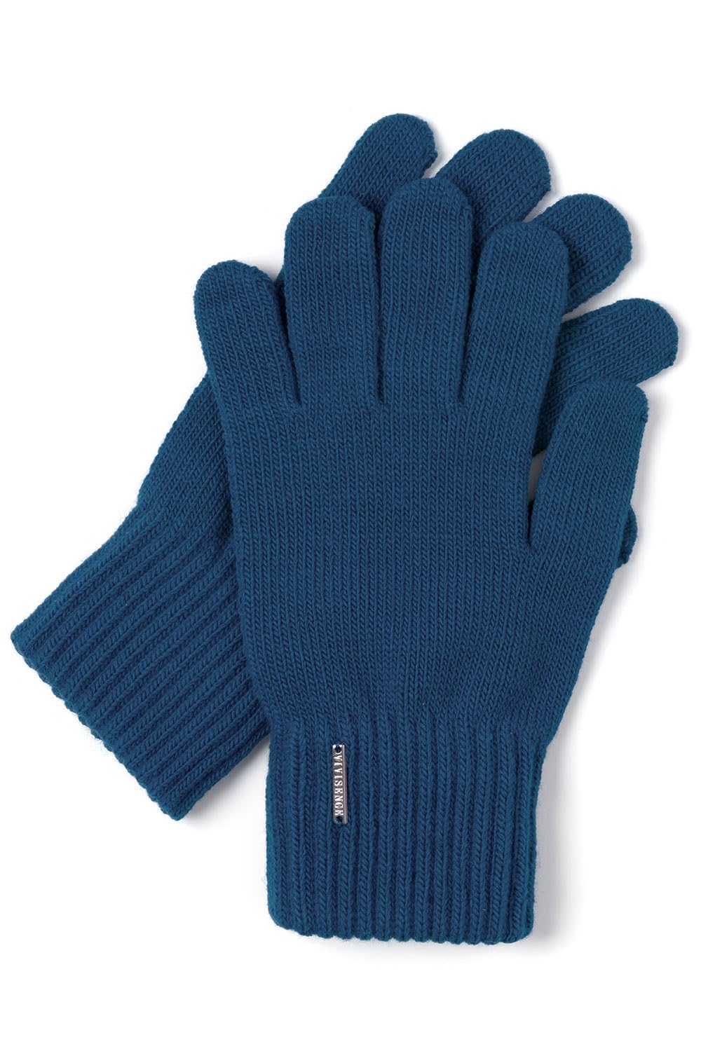 Vivisence Stylish And Warm Five-Finger Winter Gloves For Women With Wide Welt Finish Soft And Warm Wool Blend Material Ideal For Winter And Cold Autumn Days, Niebieski,UNI