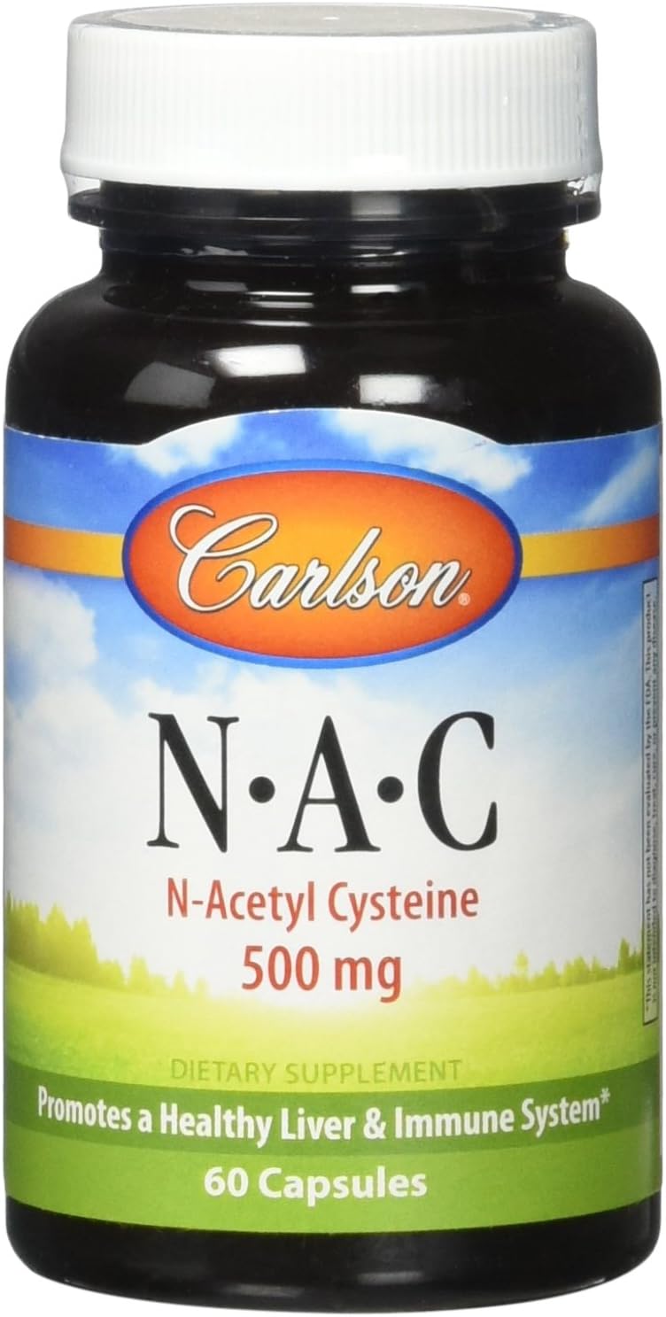 Carlson - NAC, N-Acetyl Cysteine, 500mg, Liver Health, Immune Function, Antioxidant, 60 Capsules