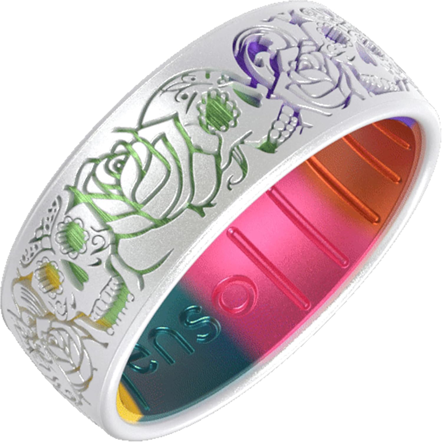 Enso Rings Etched Sugar Skulls 3.0 Silicone Rings - Comfortable and Flexible Design