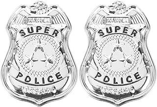 Yardwe 2Pcs Police Badge Halloween Cop Cosplay Brooch Props Costume Accessory Role Play Dress Up Props