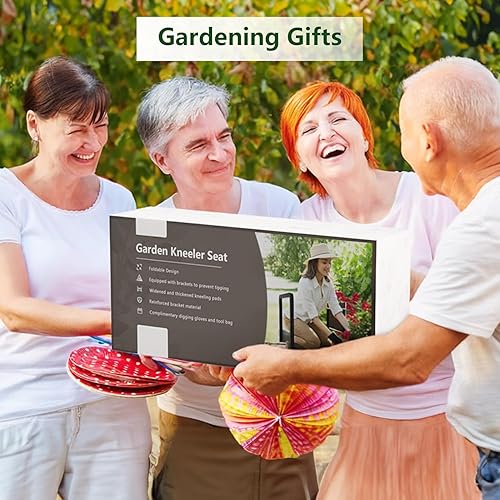 Miniatura 10 de seasky Taburete plegable para jardín y asiento, taburete de jardín antivuelco, almohadilla gruesa y suave, taburete de jardinería resistente con