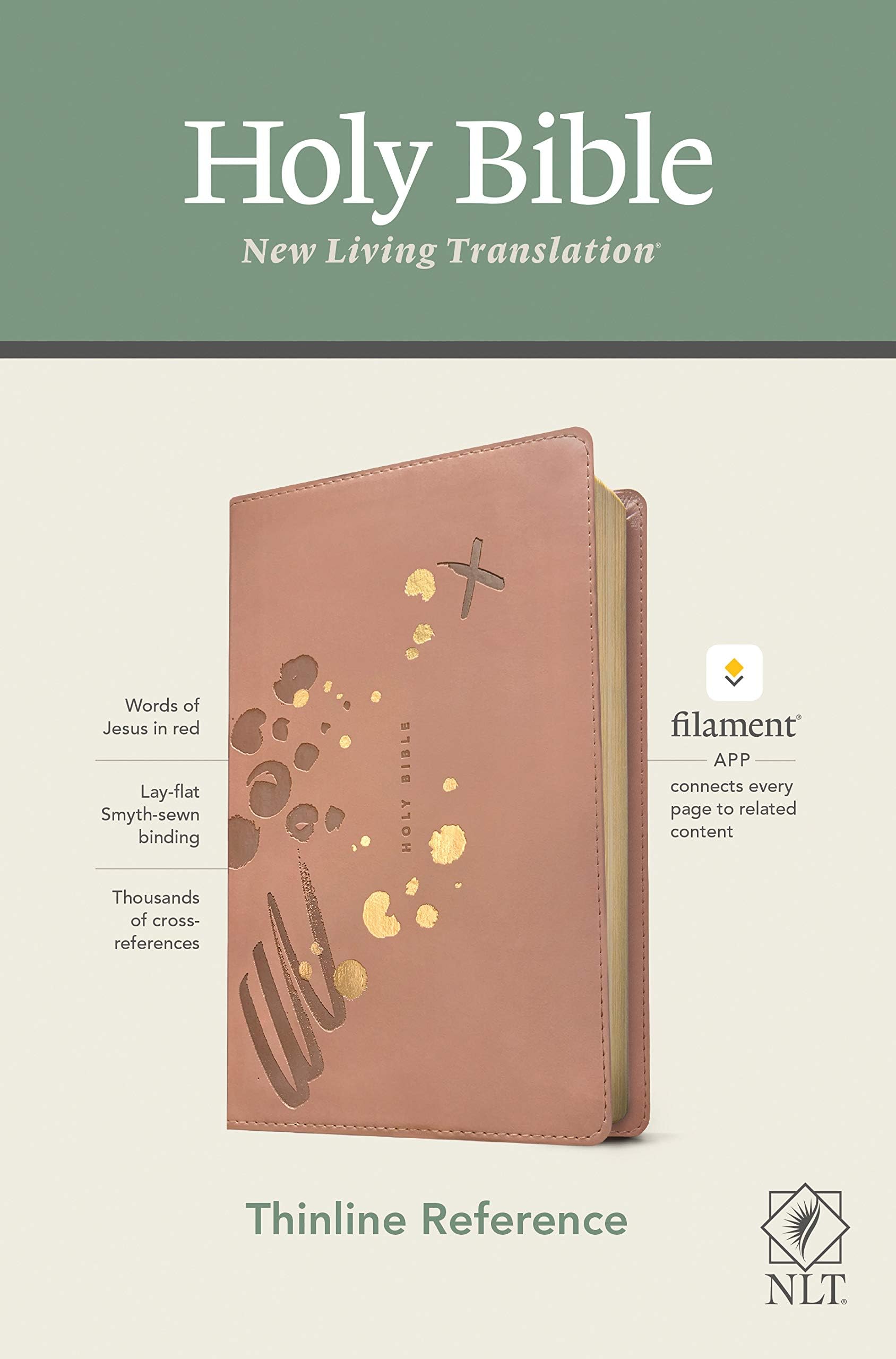 NLT Thinline Reference Bible, Filament-Enabled Edition (LeatherLike, Brushed Pink, Red Letter)