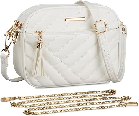 FITDON Crossbody Bag for Women, Small Leather Cross Body Bag Ladies Handbag Shoulder bags Phone Purse with 2 Detachable Straps