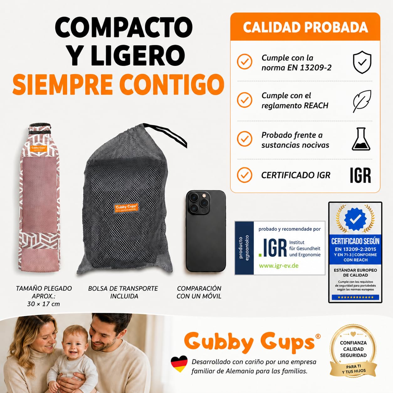 Portabebés lateral de cadera V3.0 para bebé hasta 15 kg - GUBBY GUPS