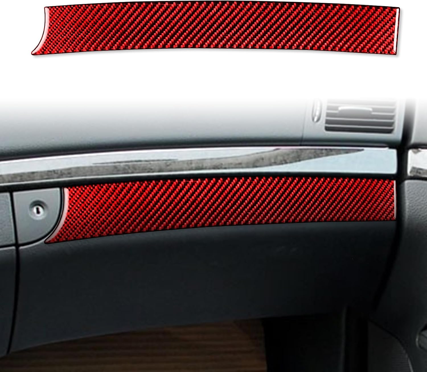 Car Red Carbon Fiber Accessories Dashboard Air Vent 2pcs Protective Cover Sticker Compatible with Mercedes Benz E Class W211 2003 2004 2005 2006 2007 2008 2009