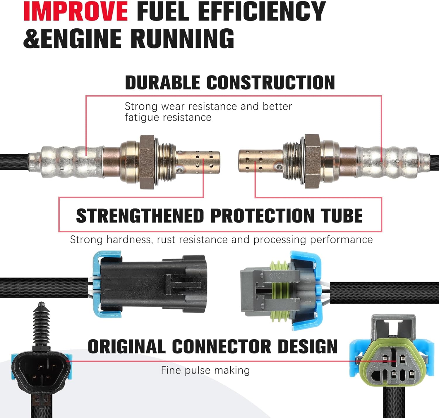 O2 Oxygen Sensor Compatible for Chevrolet, for GMC, for Buick, for Pontiac & for Saturn - Equinox 2015-2017, Malibu 2008-2012, Lacrosse, G6, Aura - 2.4L, Upstream & Downstream, 2-PC Set