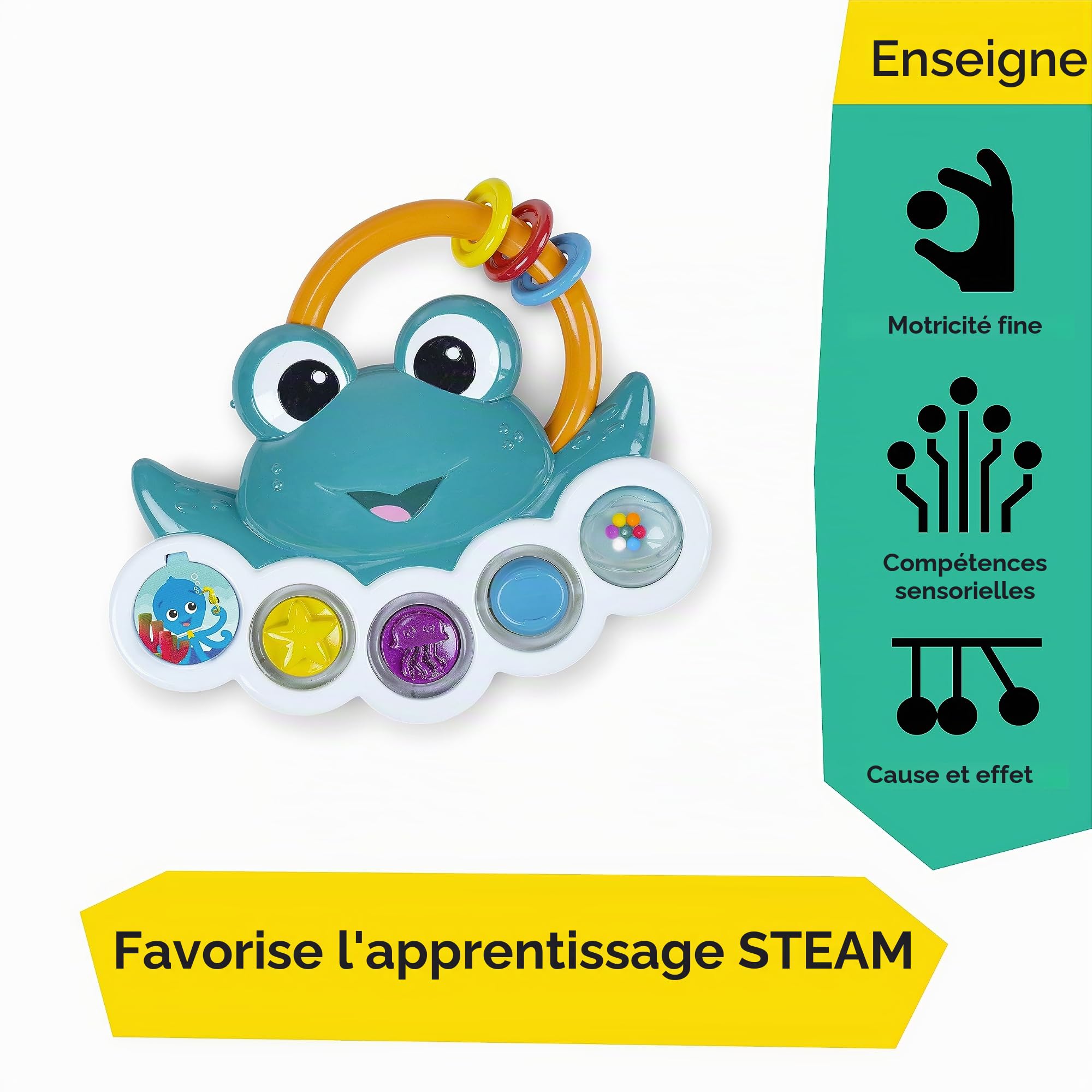Baby Einstein Jouet sensoriel Ocean Explorers Neptune’s Busy Bubbles Sensory Activity Toy de, avec lumières interactives et Musique, Enfants de 3 Mois et Plus