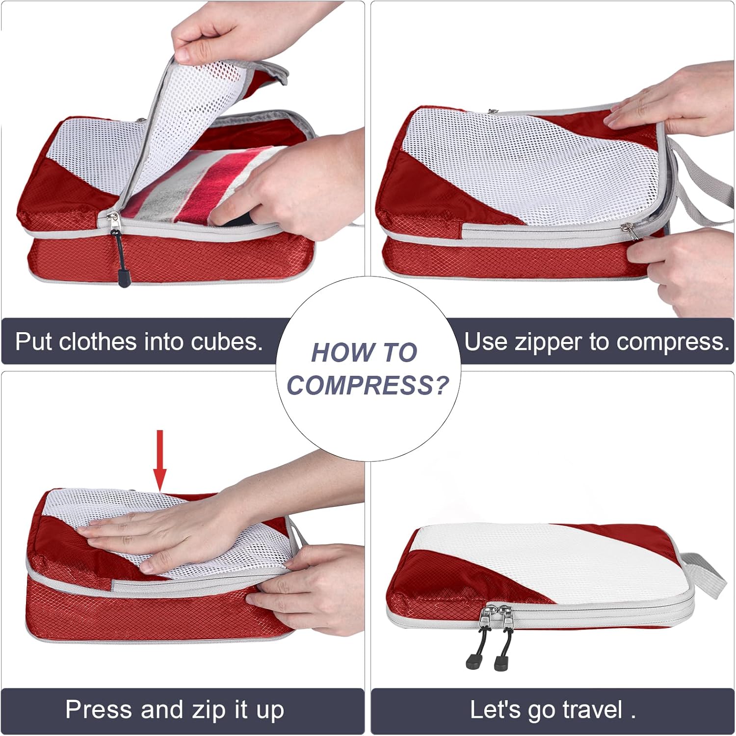 6 Set Ultralight Compression Packing Cubes Packing Organizer with Shoe Bag for Travel Accessories Luggage Suitcase Backpack