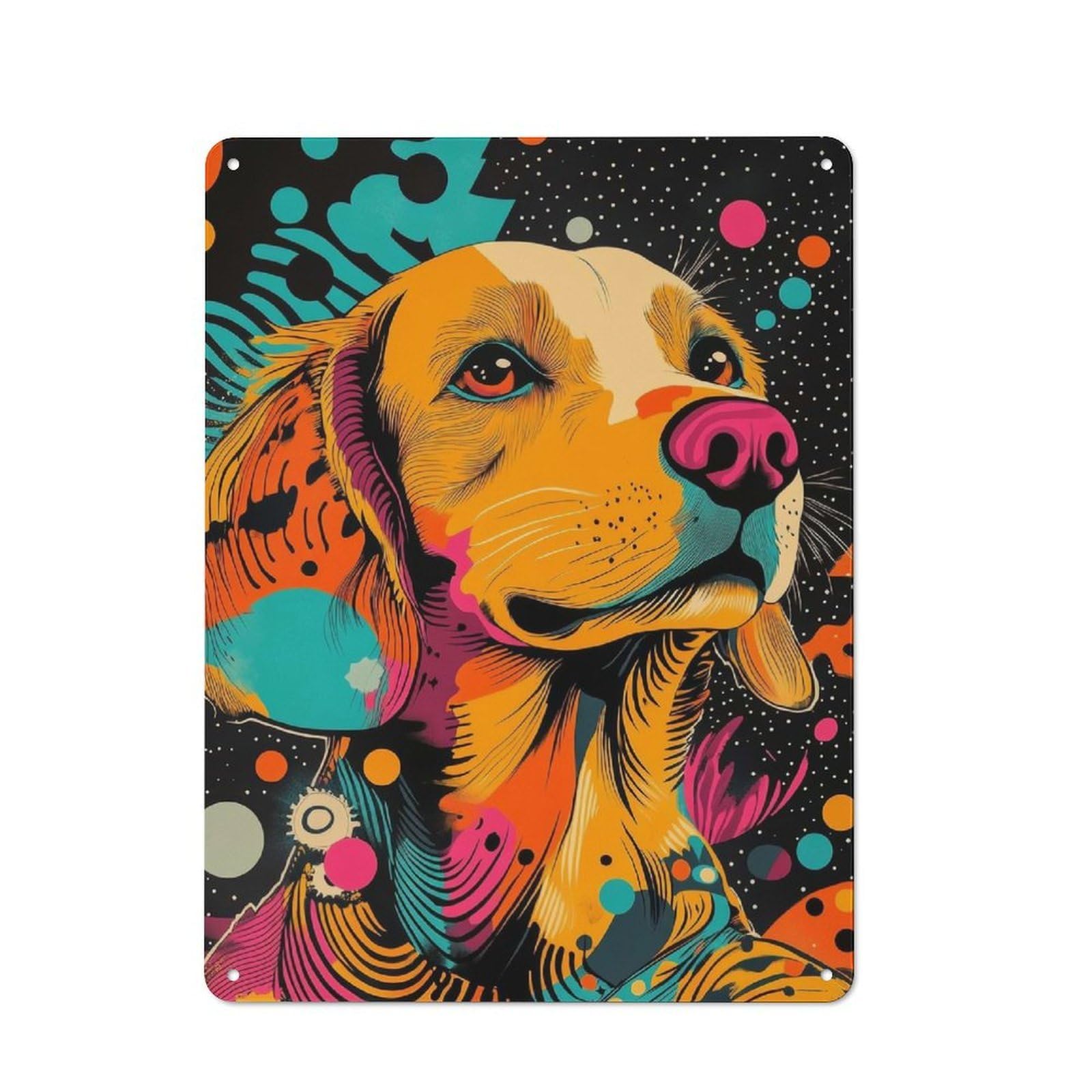 Junmoney Vibrant Golden Retriever Pop Art Bright And Vintage Tin Sign 40X30cm With Cheerful Dog Print Golden Retrieve Dog Portrait For Man Cave Or Games Room, For Games Room Collectors
