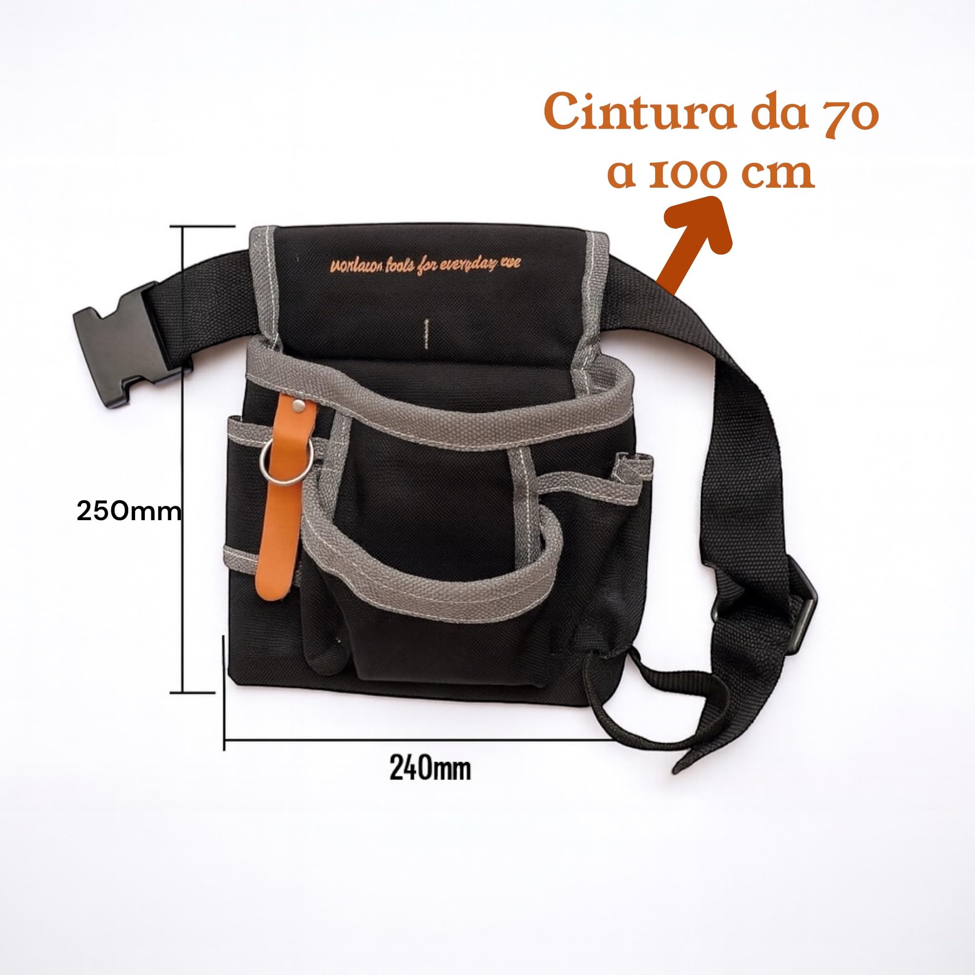 Topolenashop Marsupio Porta Attrezzi da Lavoro con 8 Tasche | Cintura Regolabile per Elettricisti, Muratori, Falegnami | Borsa Attrezzi Impermeabile 25x24 cm | Tessuto Rinforzato e Riflettente 90514