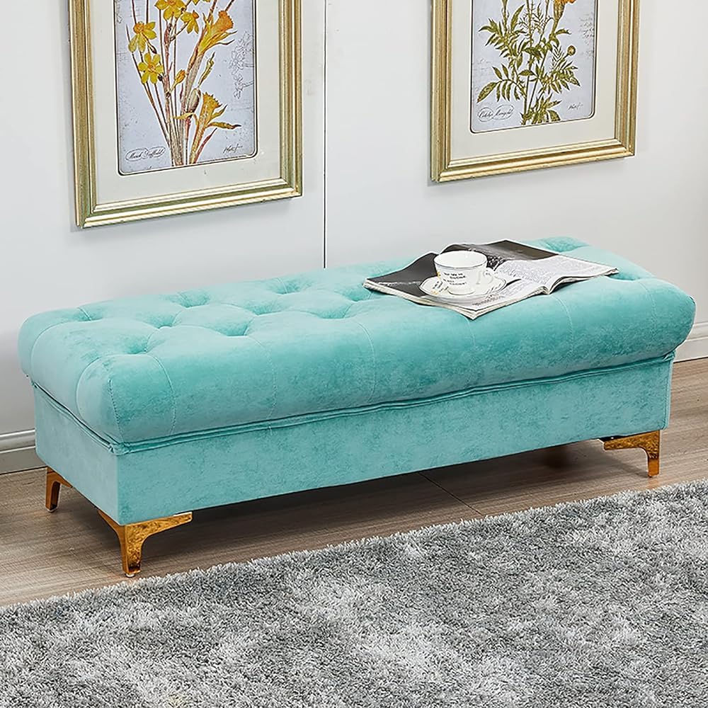 KLGFBDC Storage Ottoman Bench, Upholstered Modern Footstool for Living Room, Bedroom, Hallway - Multifunctional Shoe Bench and Storage Solution