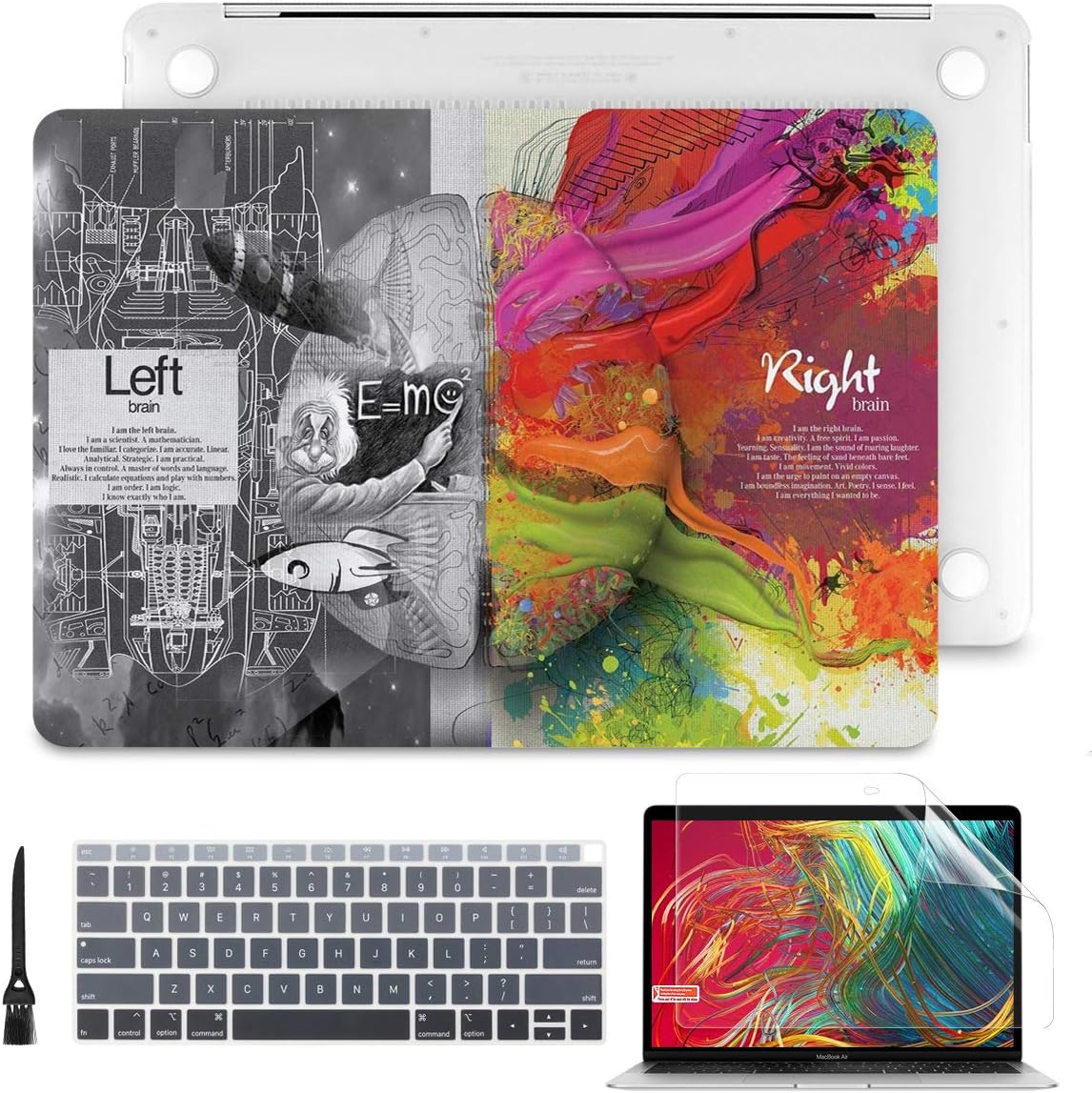 Batianda Soft-Touch Hard Shell Case Cover with Keyboard Cover Skin and Screen Protector for 2020 2019 2018 MacBook Air 13 inch with Touch ID & Retina M1 A2337 A2179 A1932, Creative Brain