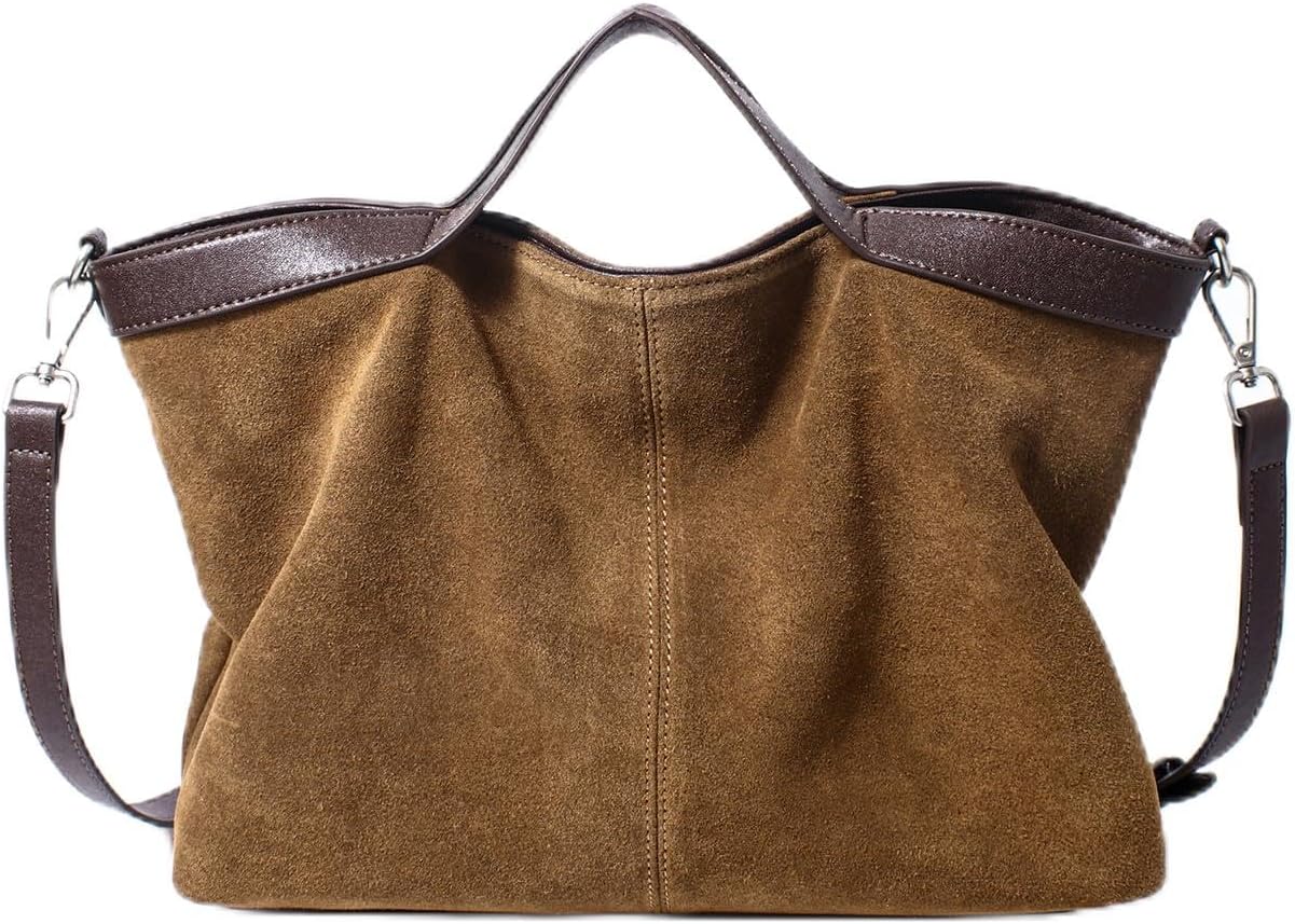 Dreubea Womens Suede Leather Shoulder Handbag Top-handle Crossbody Purse