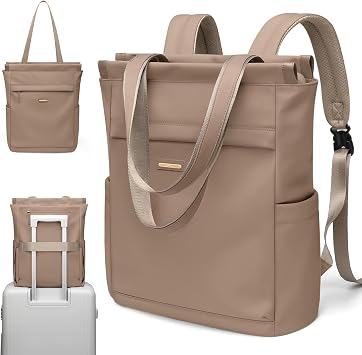GOLF SUPAGS Convertible Laptop Backpack for Women Casual Daypack Notebook Tote Bag for Work College Travel Leisure Champagne